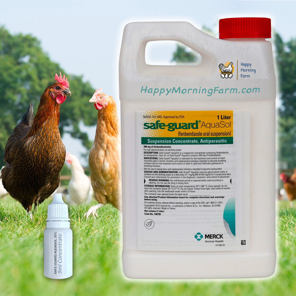 Safe-Guard AquaSol, 9 ml (Treats 800+Lbs Chickens)
